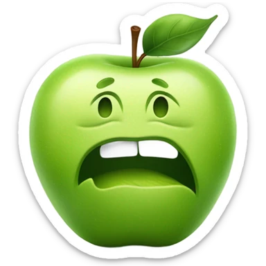 sad green apple sticker