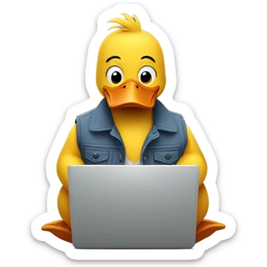 duck watching movie on laptop sticker