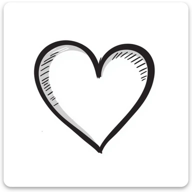 A classic love heart symbol with hand-drawn scribbled lines, slightly asymmetrical with personality, casual sketch style sticker
