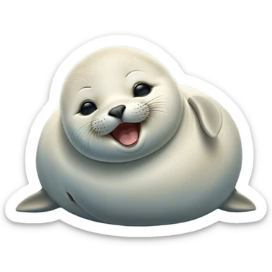 Cinematic Cute Yawning Baby Seal Portrait Emoji, Head tilted slightly with a dramatic, wide-open yawn, showcasing a chubby, tender body with half-closed, drowsy eyes and a relaxed, slightly open mouth, Simplified yet irresistibly adorable features, highly detailed, glowing with a soft, cozy arctic glow, high shine, relaxed yet expressive, stylized with a dash of playful polar charm, soft glowing outline, capturing the essence of a drowsy yet affectionate baby seal that appears ready to stretch and yawn its way out of the screen! sticker