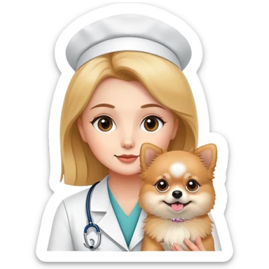 veterinary nurse with lulu pomeranian sticker