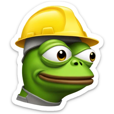 pepe the frog wearing a yello construction helmet sticker