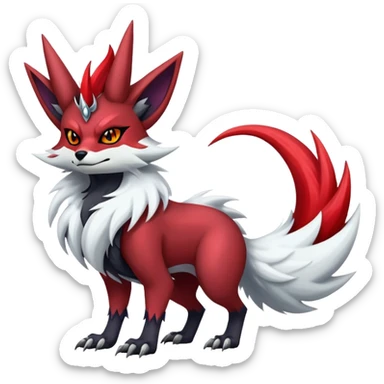 Shiny Exotic Gothic Badass Anthropomorphic Delphox-Zoroark-Zangoose-hybrid-creature sticker