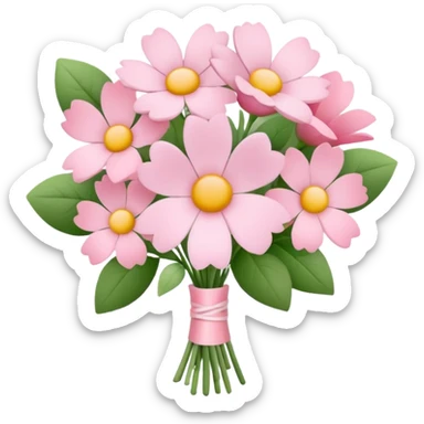 Pink bouquet with simple flower sticker