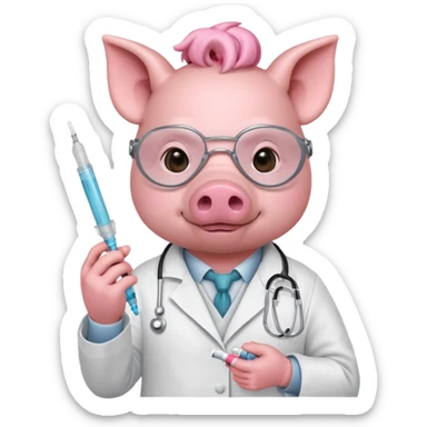 Pig doctor with mask and syringe.














 sticker