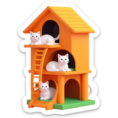 cats relaxing in a vertical playhouse sticker