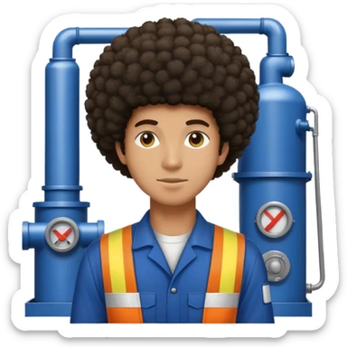 Mixed tank guy with Afro working in a factory  sticker