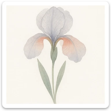 close-up of a detailed iris flower, watercolor art style, soft color transitions, intricate petal textures, expressive form sticker