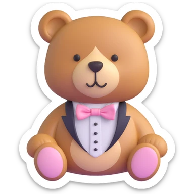 teddy bear with light pink bow tie sticker