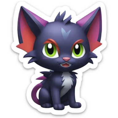 Cool Cute Edgy Chibi Cat-Noibat-Noivern-Litten-Pokémon-Fakémon-hybrid sticker