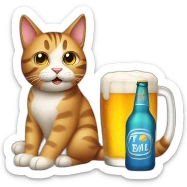 Un cat whit a beer sticker