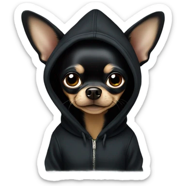 Black chihuahua in a black hoodie  sticker