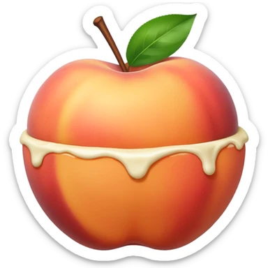 White chocolate dipped peach sticker