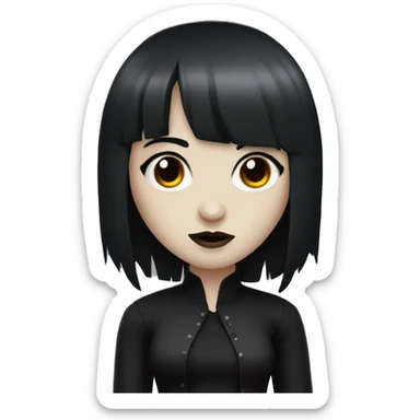 goth girl that has white skin and Long Dark red hair and fringe bangs sticker