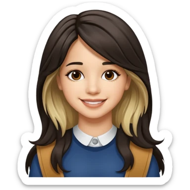 Camila Cabello with long dark brown hair with blonde highlights sticker