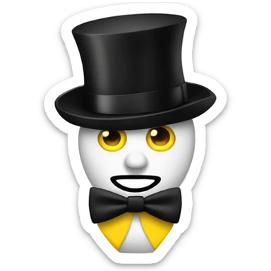 yellow triangle with one eye with a black top hat and a black bowtie  sticker
