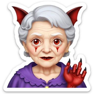 A granny with a bloody bat sticker