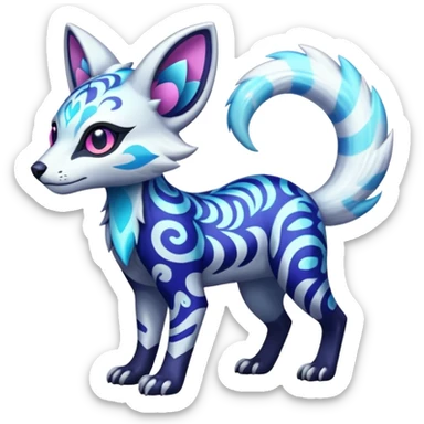 Icy floral shiny colorful neon bright vibrant patterned Genet-Absol-Zeraora-Primagen-fusion-creature  sticker