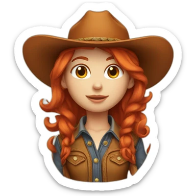 redhead girl cowboy sticker