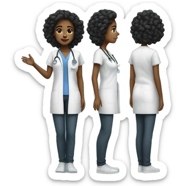 Black girl  Xray tech full body with scrubs turned left sticker