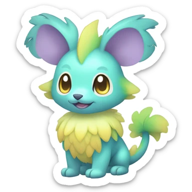 Cute cool pastel shiny colorful animal hybrid Fakemon full body sticker