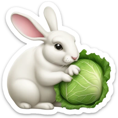 Fat Christmas hare eating cabbage  sticker