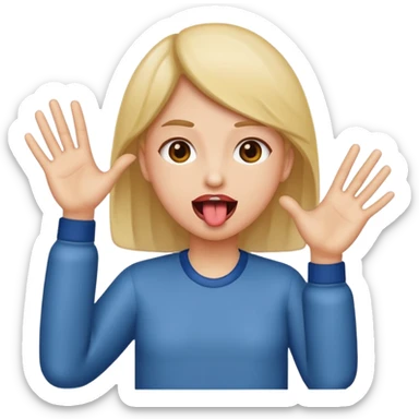 tongue out with hands out to the side  sticker