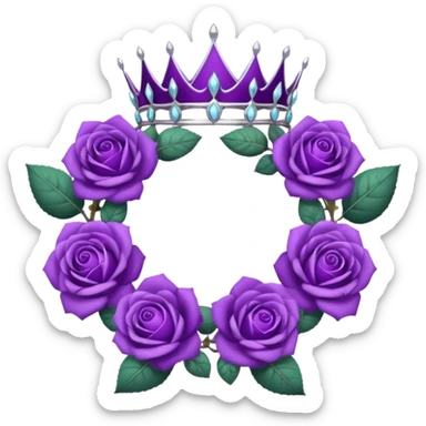 Purple rose with silver tiara and a purple emblem leaf wreath sticker