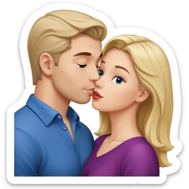a good looking man and good looking woman are Kissing, indoor sticker