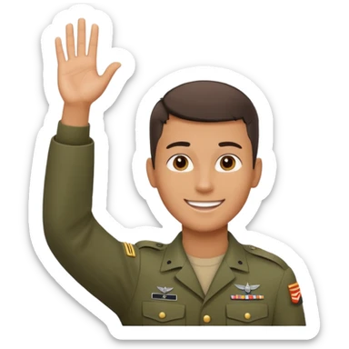 joven trigueno corte de pelo militar sonrisa bonita mano arriba sticker