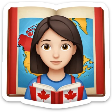 A person studying with a map of Canada in the background sticker