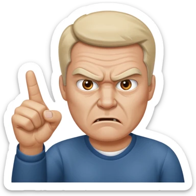 angry man pointing fingure at his own face sticker