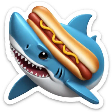 hotdog wearing a shark costume  sticker