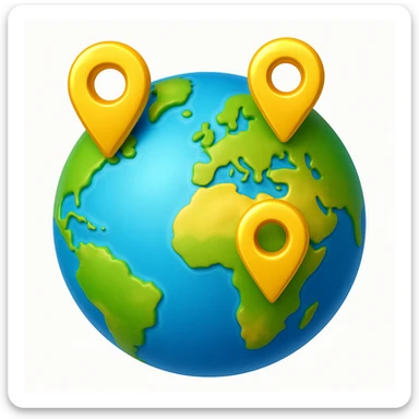 Сгенерируй мне планету на которой стоят геометки, они как будто из золота. В стиле детализированного емодзи, на белом фоне. sticker