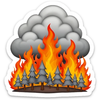 a forest fire were every tree is in fire  sticker