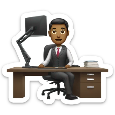 professional neutral gender worker at an office with computer sticker