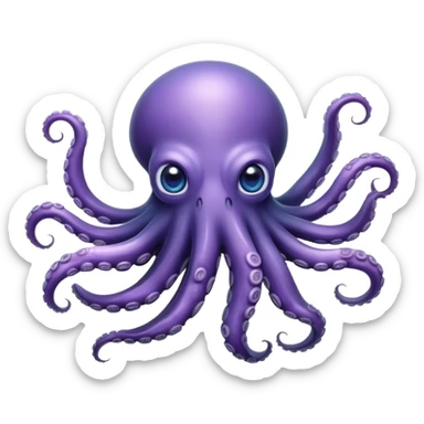 Cinematic Noble Octopus Portrait Emoji, Poised and enigmatic, with a fluid, amorphous body of iridescent, softly tinted skin and eight gracefully undulating arms adorned with delicate suckers, deep, observant eyes reflecting the mysteries of the deep, Simplified yet sharp and sophisticated features, highly detailed, glowing with a soft, oceanic luminescence, high shine, intelligent and mysterious, stylized with an air of deep-sea elegance, focused and fluid, soft glowing outline, capturing the essence of a watchful marine guardian that appears ready to drift out of the screen with effortless authority! sticker