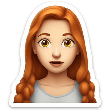suspicious girl face, questioning. raised brow. beautiful redhead girl sticker