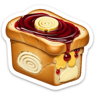 a loaf of bread with butter and jam sticker