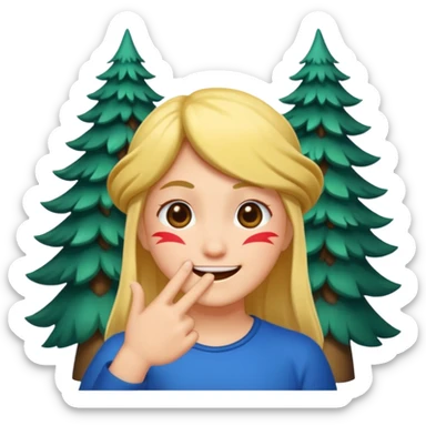 mystic forest character finger under chin teasing smile sticker