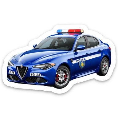 crea auto di servzio alfa romeo giulia tutta blu scuro con la scritta sul lato polizia penitenziaria  sticker