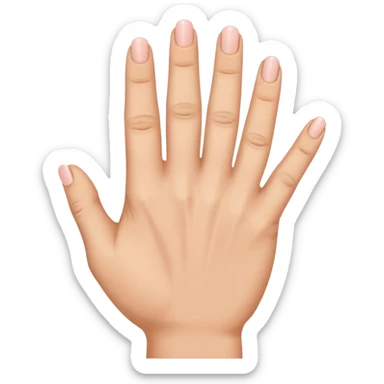 there's a space between thum and index finger. While index, middle, and ring finger are close to each other and there's also a space between ring and pinky finger. sticker