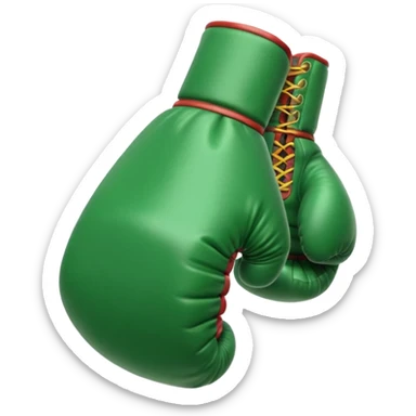 singular gree boxing glove with the back facing frontwards and pointed up sticker