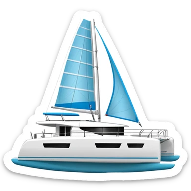 A lagoon 42 catamaran with no wording or letters on the boat. In a solid white background  sticker