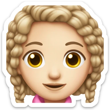 white girl brown hair with pink ribbon sticker