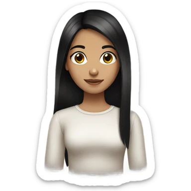 a girl with medium to long black hair, dark brown eyes sticker