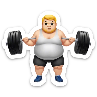 fat guy lift weight sticker
