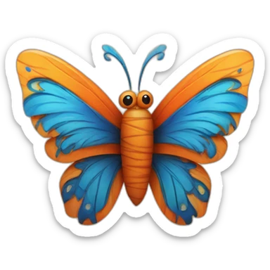 Tiki with colors blue and orange-butterfly-tornado-fun-love sticker