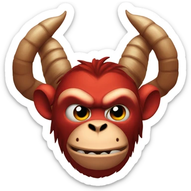 Evil red monkey with goat horns sticker