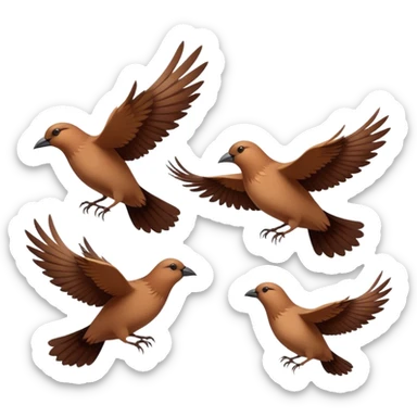 Three birds flying together in the sky, wings outstretched, moving in harmony, creating a peaceful and dynamic scene. sticker